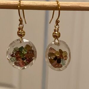 Elegant Gold Multicolor Dangle Earrings